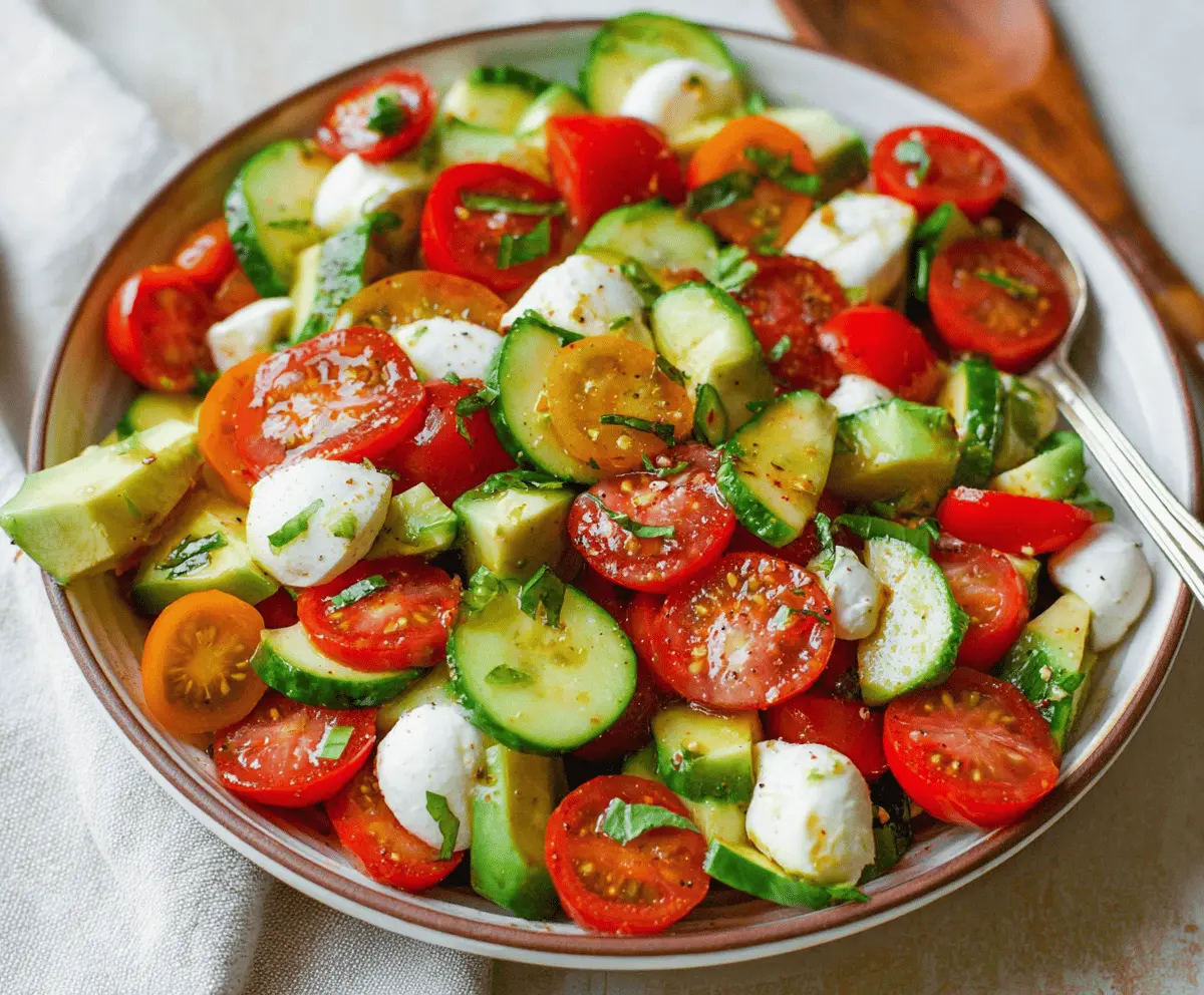 Fresh Tomato Cucumber Mozzarella Salad Recipe
