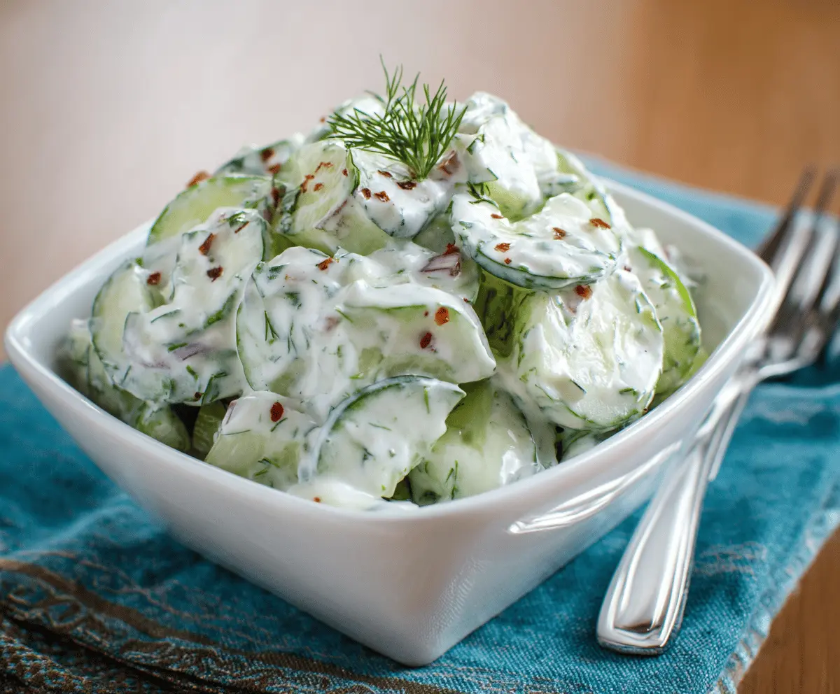 Easy Creamy Cucumber Salad Recipe