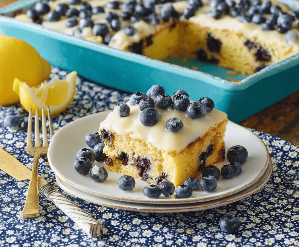 Easy Lemon Blueberry Sheet Cake Recipe