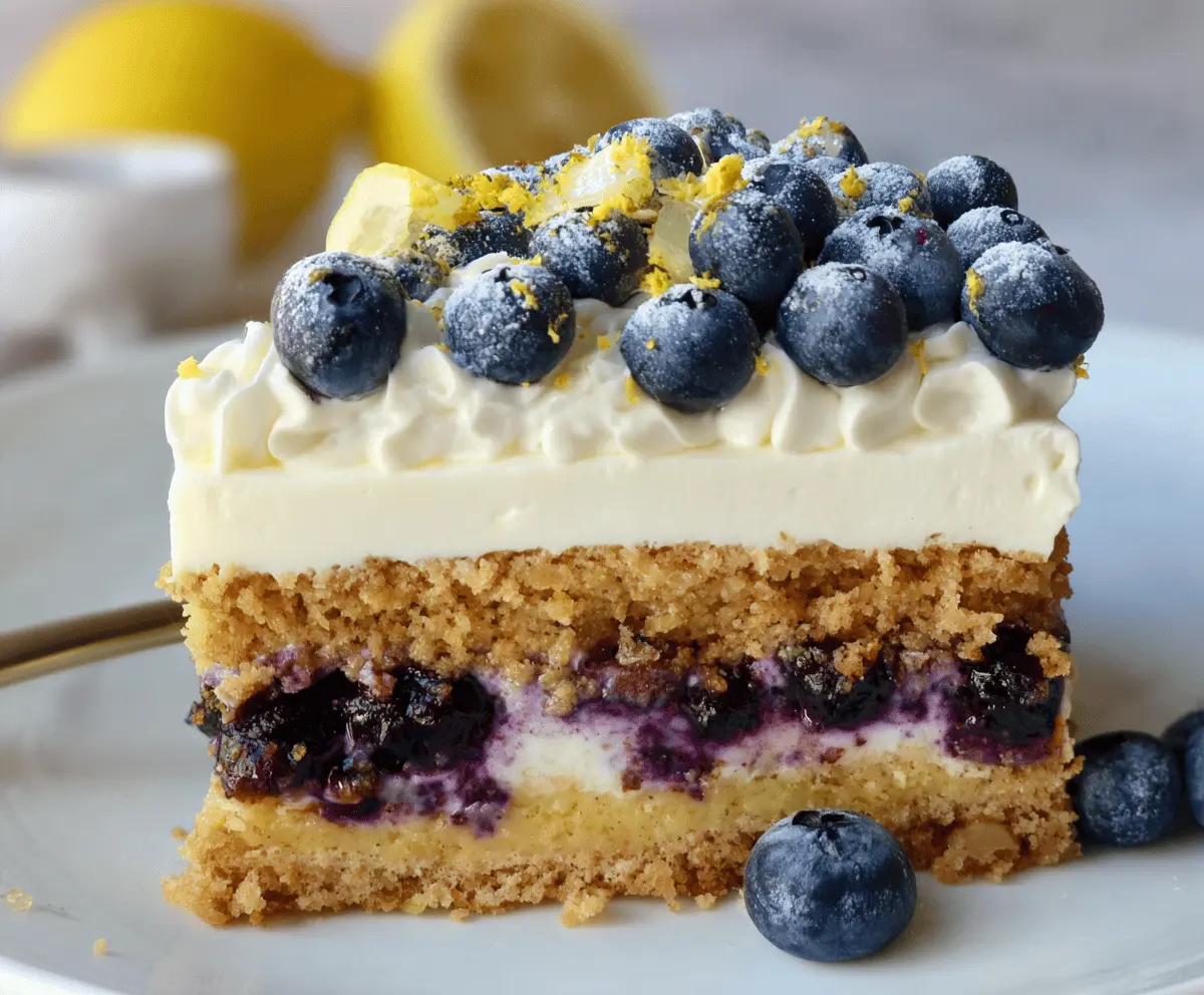 No-Bake Lemon Blueberry Cream Cake Recipe